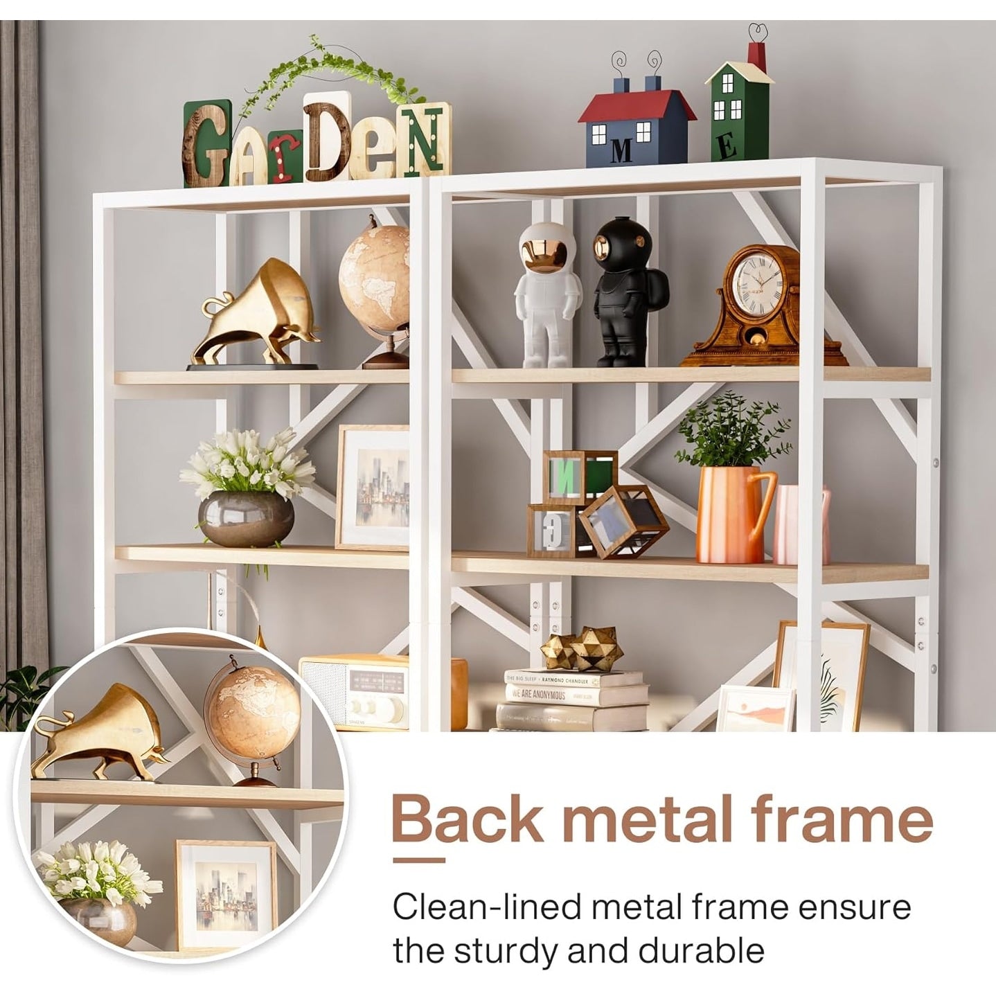 Étagère à livres industrielle de 71 pouces, bibliothèque en bois rustique brun à 6 niveaux, étagères ouvertes.