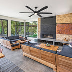 Ventilateur de plafond DC à 6 pales de 72 pouces en bois flotté, avec éclairage et télécommande.