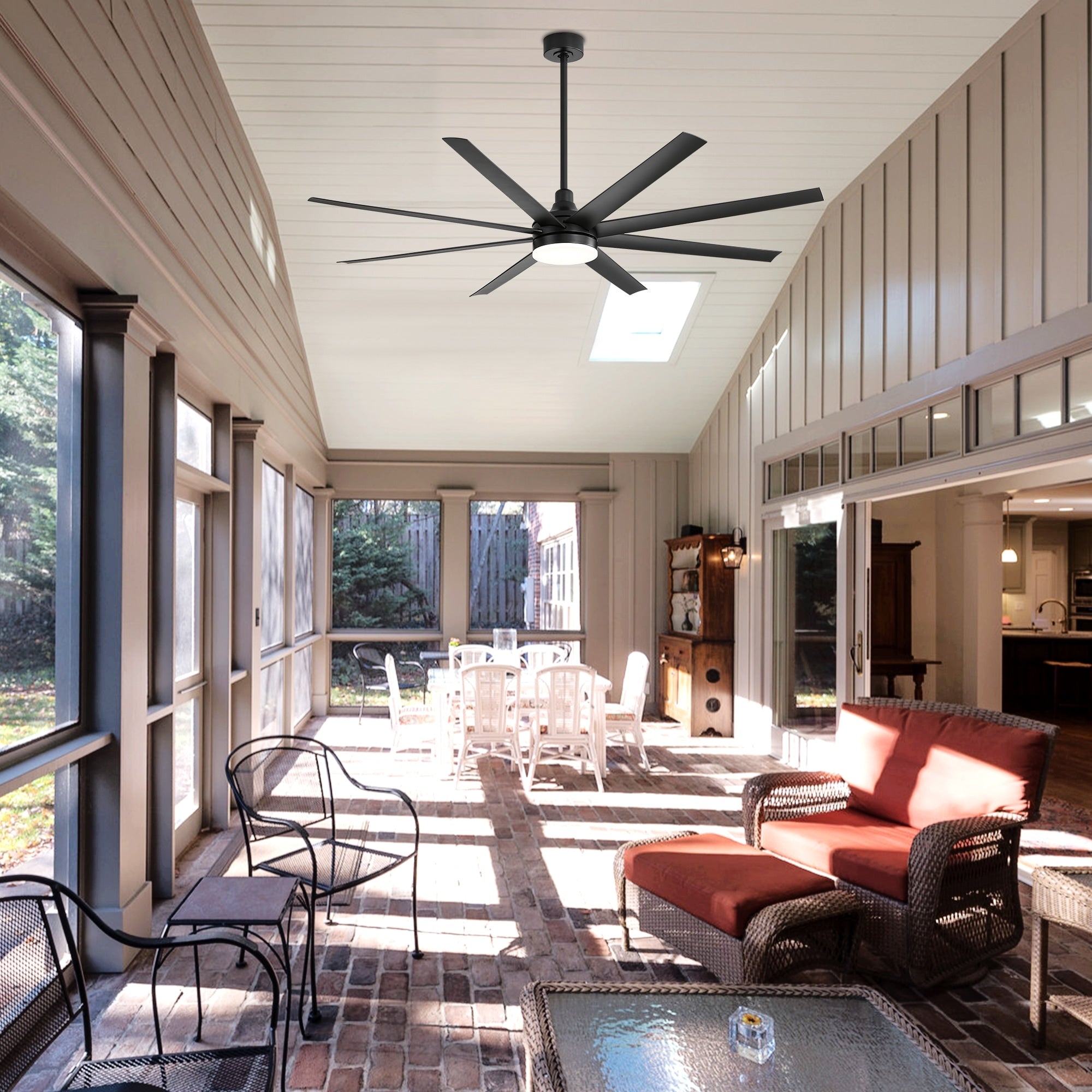 Grand ventilateur de plafond de 72 pouces avec éclairage LED, télécommande et 8 pales.