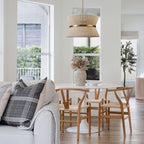 Grand lustre à tambour bohème moderne à 8 lumières, 60 cm (24 pouces), en tissu, en forme de sablier, tissé à la main, en or/noir, pour salle à manger/salon.