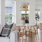 Grand lustre à tambour bohème moderne à 8 lumières, 60 cm (24 pouces), en tissu, en forme de sablier, tissé à la main, en or/noir, pour salle à manger/salon.