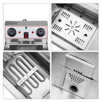 Friteuse à bain unique à robinet en acier inoxydable de 8,5 QT, 1700 W max, avec grande poignée