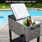 Glacière à boissons sur roulettes de 80 QT pour terrasse - 80 QT