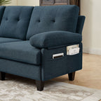 Canapé d'angle en forme de L de 86,22 pouces avec poches de rangement latérales