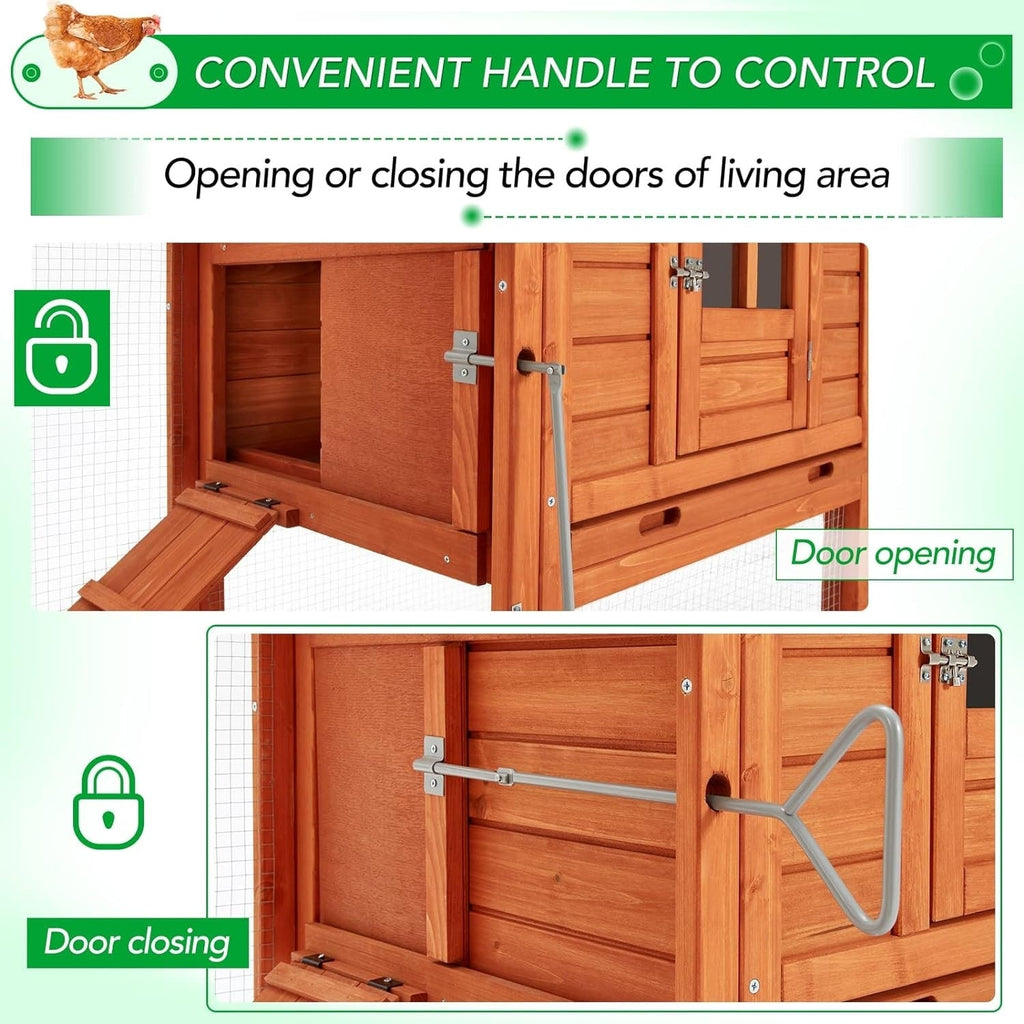 Poulailler AECOJOY 144'' (366 cm) de grande taille avec enclos, en bois, cage à volailles.