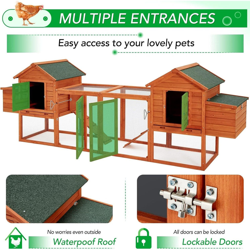 Poulailler AECOJOY 144'' (366 cm) de grande taille avec enclos, en bois, cage à volailles.