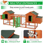 Poulailler AECOJOY 144'' (366 cm) de grande taille avec enclos, en bois, cage à volailles.