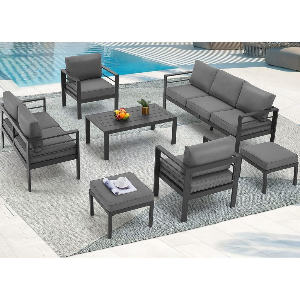 Ensemble de mobilier de patio en aluminium AECOJOY 7 pièces, ensemble de conversation d'extérieur