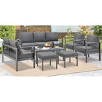Ensemble de mobilier de patio en aluminium AECOJOY 7 pièces, ensemble de conversation d'extérieur