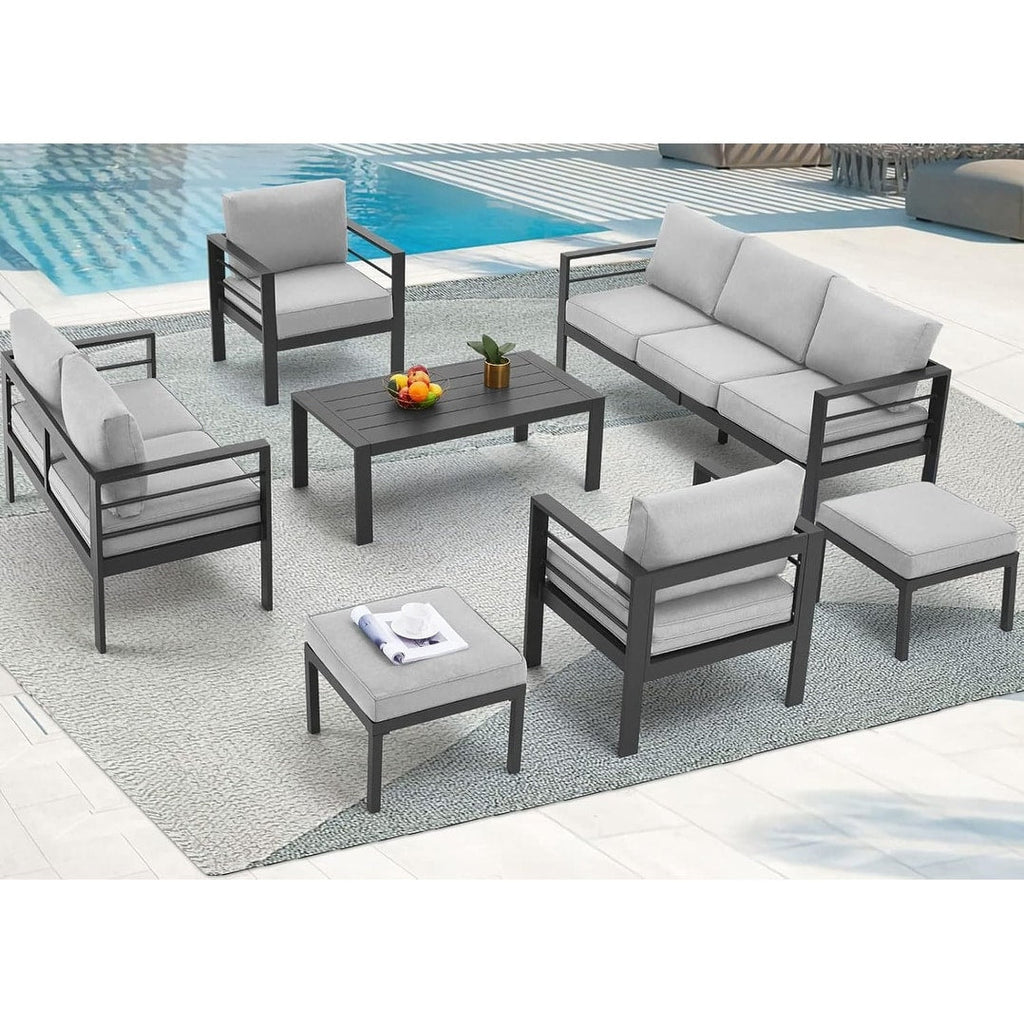 Ensemble de mobilier de patio en aluminium AECOJOY 7 pièces, ensemble de conversation d'extérieur