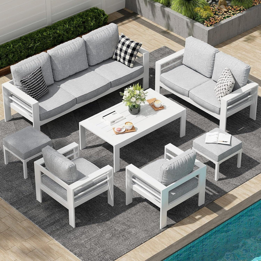 Ensemble de mobilier de patio en aluminium AECOJOY 7 pièces, ensemble de conversation d'extérieur