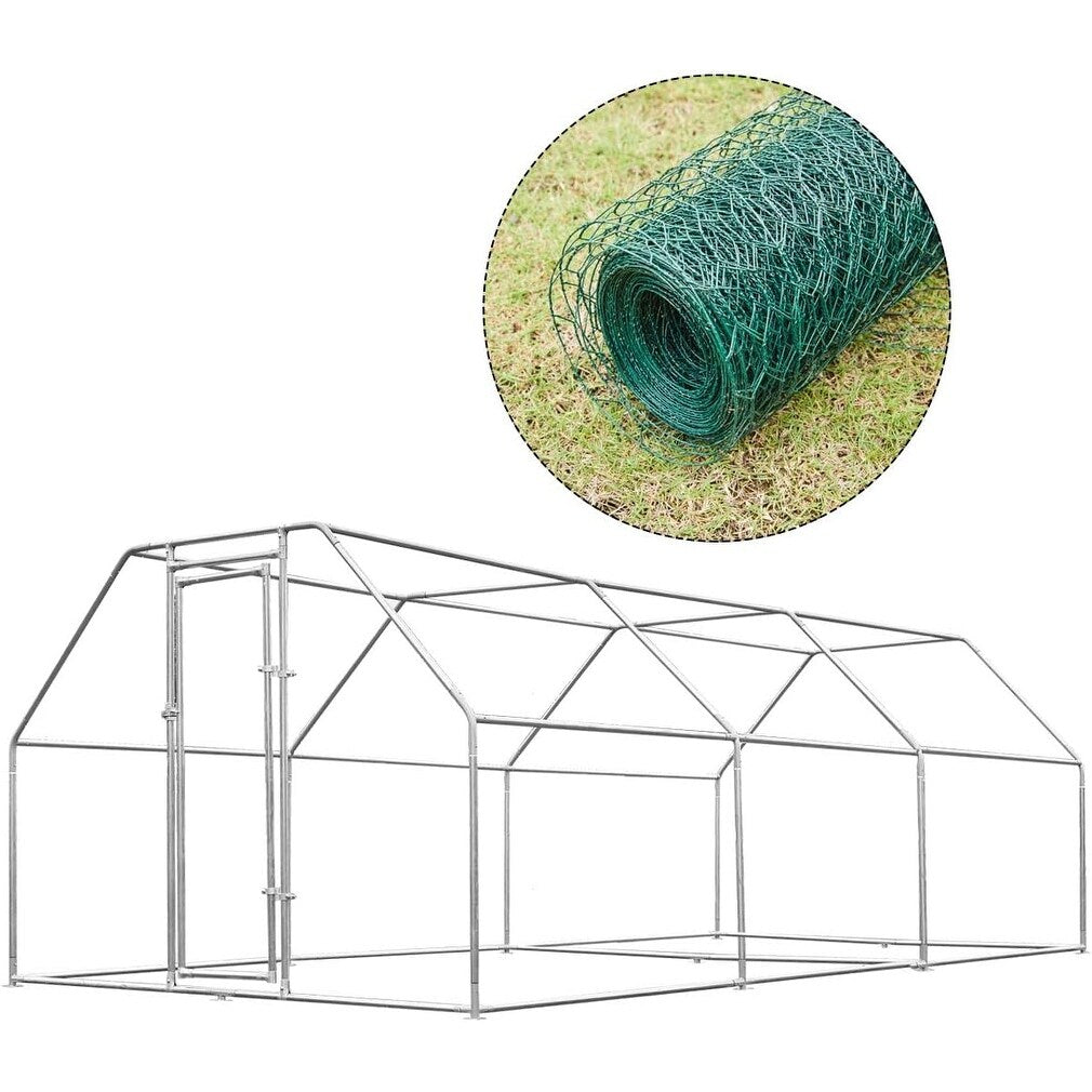 AECOJOY Grand poulailler métallique, enclos à poules, cage à poules métallique à accès facile