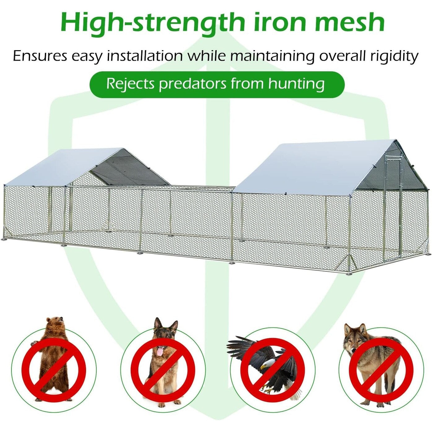 AECOJOY Grand poulailler métallique, enclos à poules, cage à poules métallique à accès facile