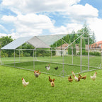 AECOJOY Grand poulailler métallique, enclos à poules, cage à poules métallique à accès facile