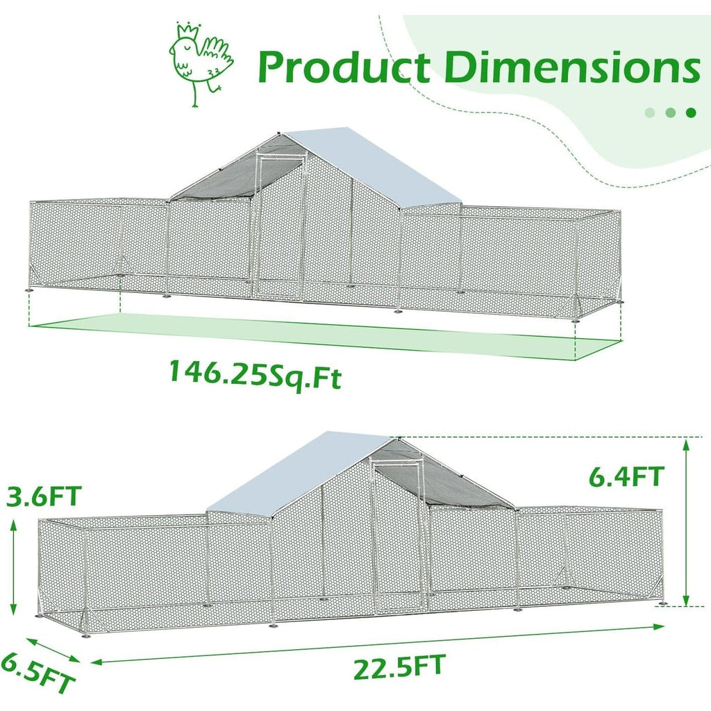 AECOJOY Grand poulailler métallique, enclos à poules, cage à poules métallique à accès facile