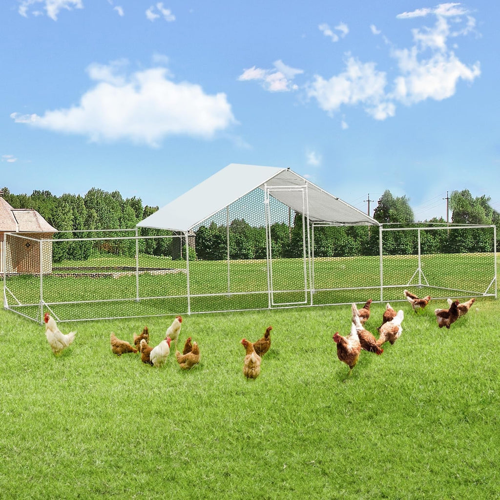AECOJOY Grand poulailler métallique, enclos à poules, cage à poules métallique à accès facile