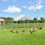 AECOJOY Grand poulailler métallique, enclos à poules, cage à poules métallique à accès facile