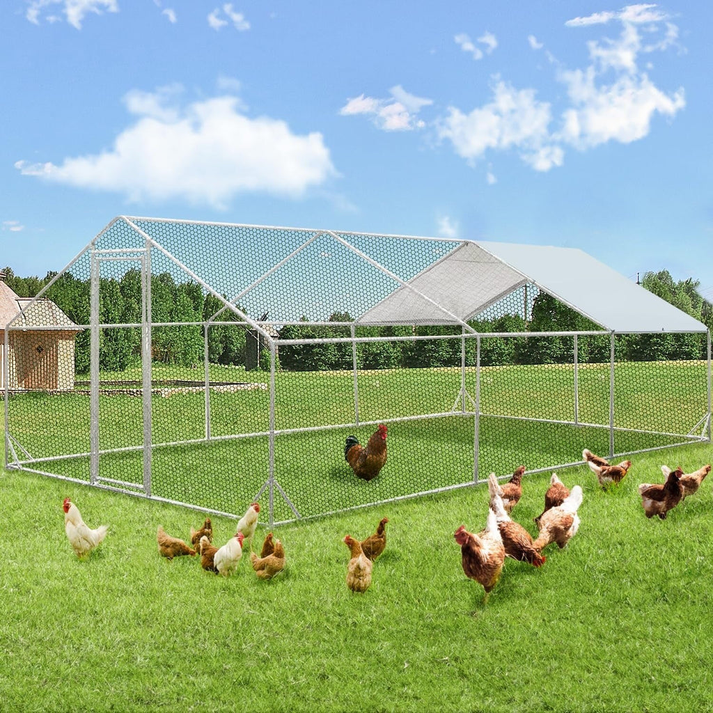 AECOJOY Grand poulailler métallique, enclos à poules, cage à poules métallique à accès facile