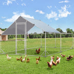 AECOJOY Grand poulailler métallique, enclos à poules, cage à poules métallique à accès facile