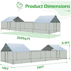 AECOJOY Grand poulailler métallique, enclos à poules, cage à poules métallique à accès facile