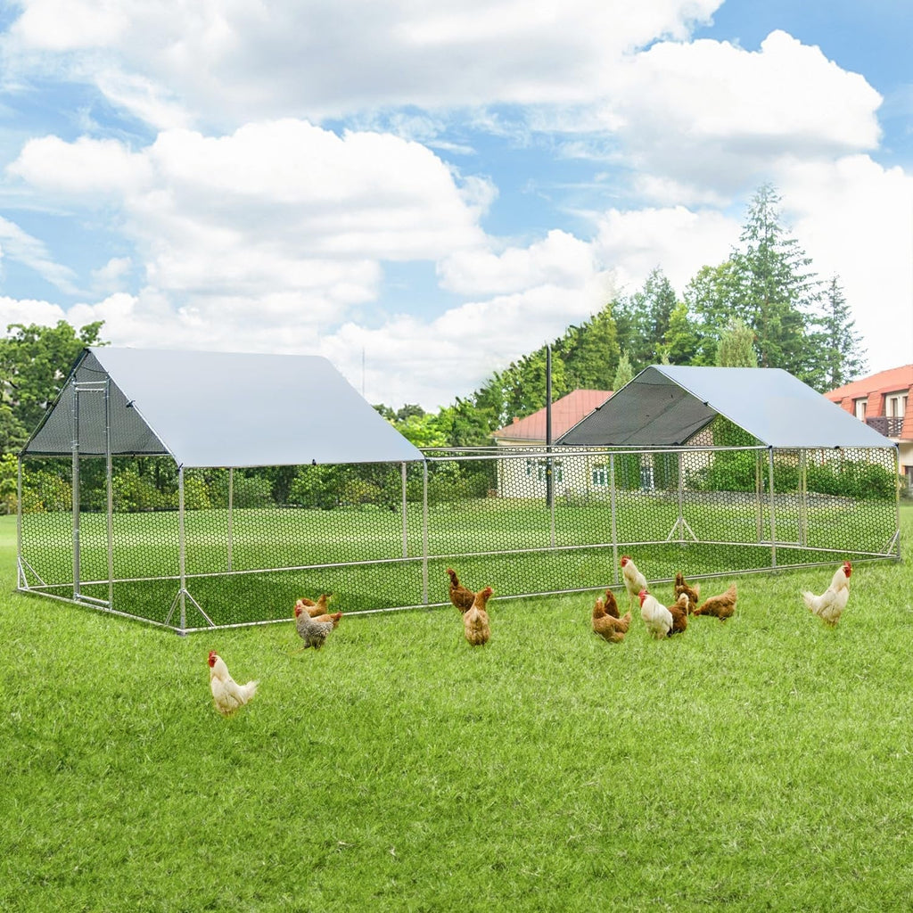 AECOJOY Grand poulailler métallique, enclos à poules, cage à poules métallique à accès facile