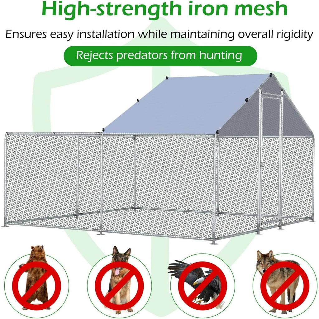 AECOJOY Grand poulailler métallique, enclos à poules, cage à poules métallique à accès facile