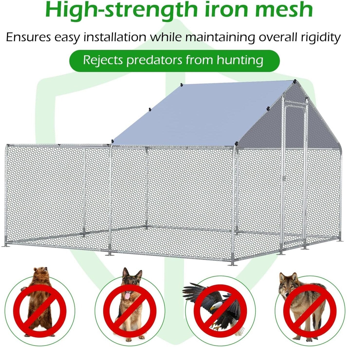 AECOJOY Grand poulailler métallique, enclos à poules, cage à poules métallique à accès facile