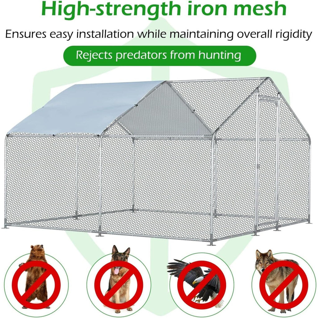 AECOJOY Grand poulailler métallique, enclos à poules, cage à poules métallique à accès facile