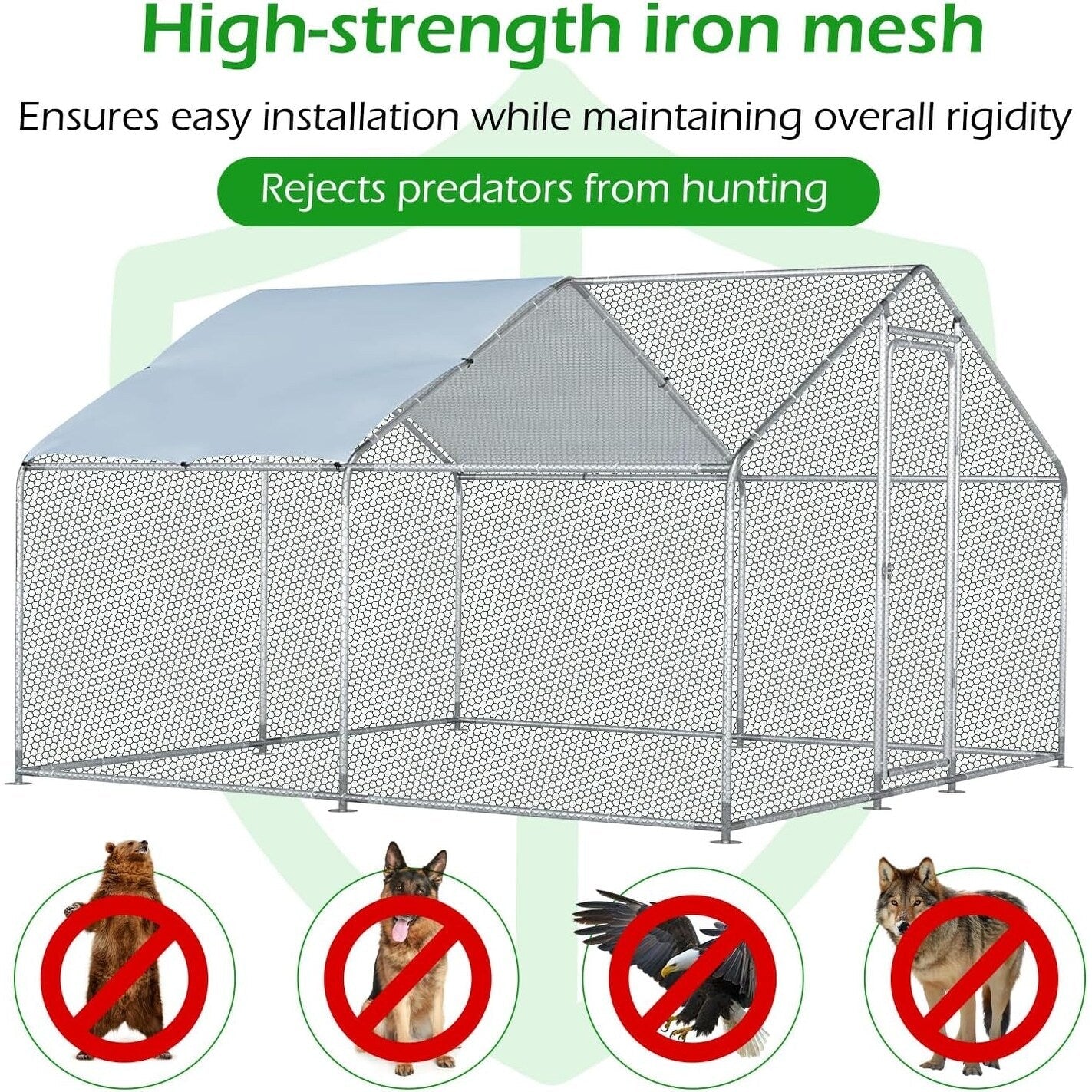 AECOJOY Grand poulailler métallique, enclos à poules, cage à poules métallique à accès facile