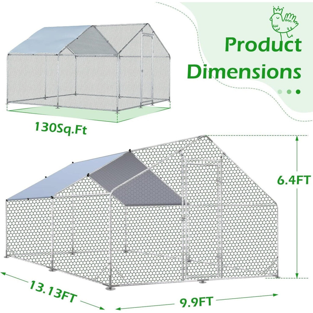 AECOJOY Grand poulailler métallique, enclos à poules, cage à poules métallique à accès facile