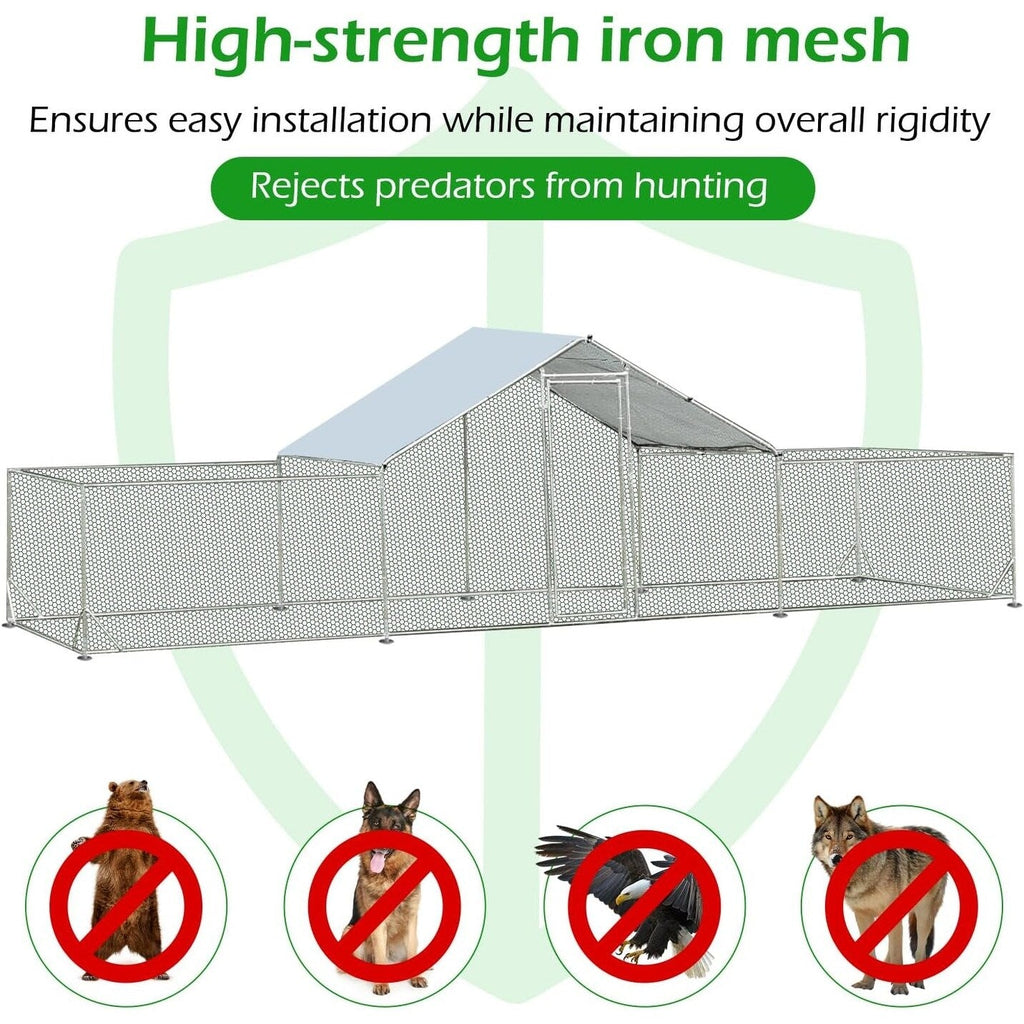 AECOJOY Grand poulailler métallique, enclos à poules, cage à poules métallique à accès facile