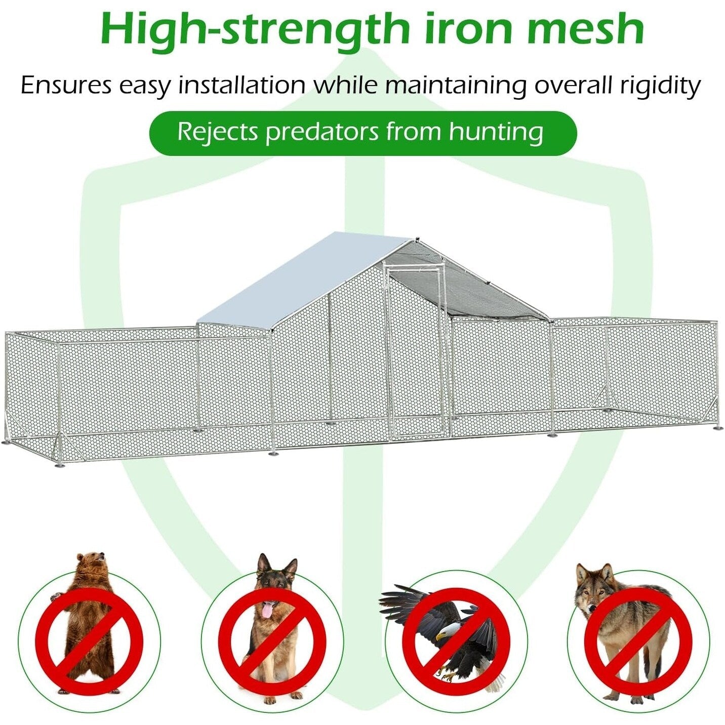 AECOJOY Grand poulailler métallique, enclos à poules, cage à poules métallique à accès facile