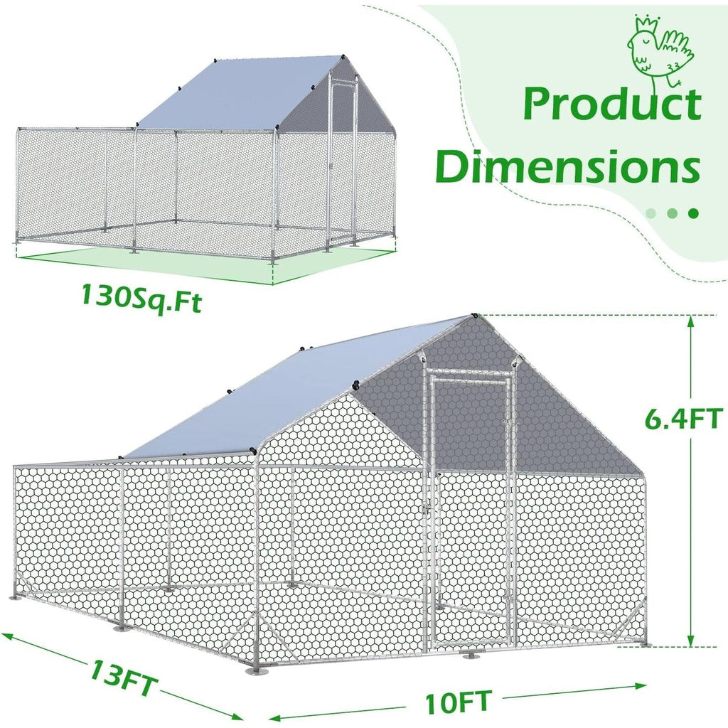 AECOJOY Grand poulailler métallique, enclos à poules, cage à poules métallique à accès facile