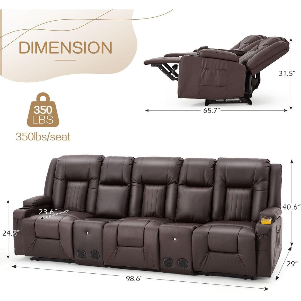 Canapé inclinable manuel AECOJOY pour camping-car, canapé inclinable en polyuréthane, sièges de cinéma maison avec console