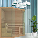 Sauna intérieur en bois ALEKO pour 5 à 6 personnes, avec chauffage électrique - 190 x 190 x 210 cm (75 x 75 x 83 pouces)