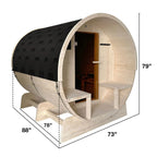 Sauna en barrique ALEKO en pin finlandais blanc pour 6 à 8 personnes avec chauffe-eau électrique UL - 88L x 73W x 79H pouces