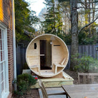 Sauna en barrique ALEKO en pin finlandais blanc pour 6 à 8 personnes avec chauffe-eau électrique UL - 88L x 73W x 79H pouces