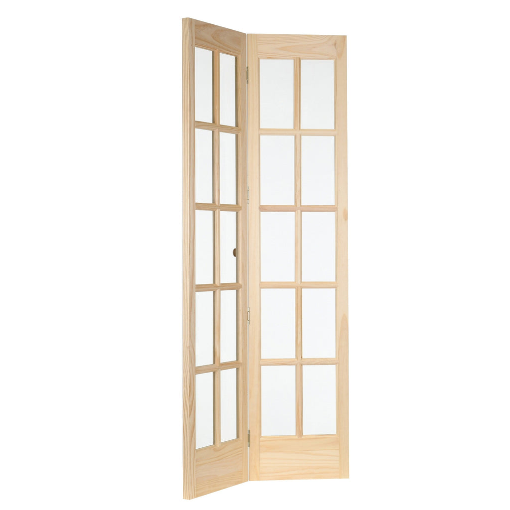 Porte pliante en pin non fini à carreaux de verre traditionnelle AWC de 76 cm (30 pouces)