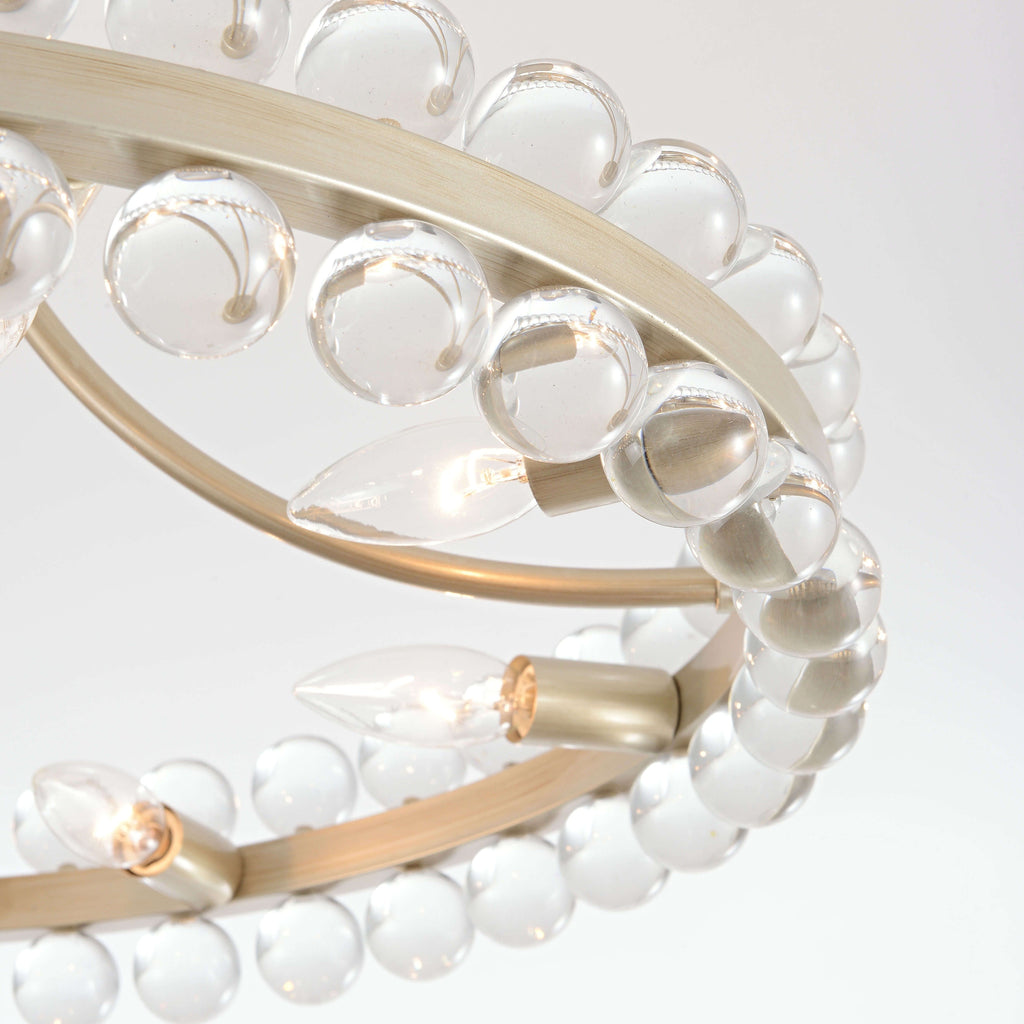 Suspension semi-encastrée Elvira à 8 lumières en forme de roue de charrette avec cristaux