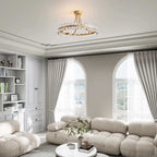 Suspension semi-encastrée Elvira à 8 lumières en forme de roue de charrette avec cristaux