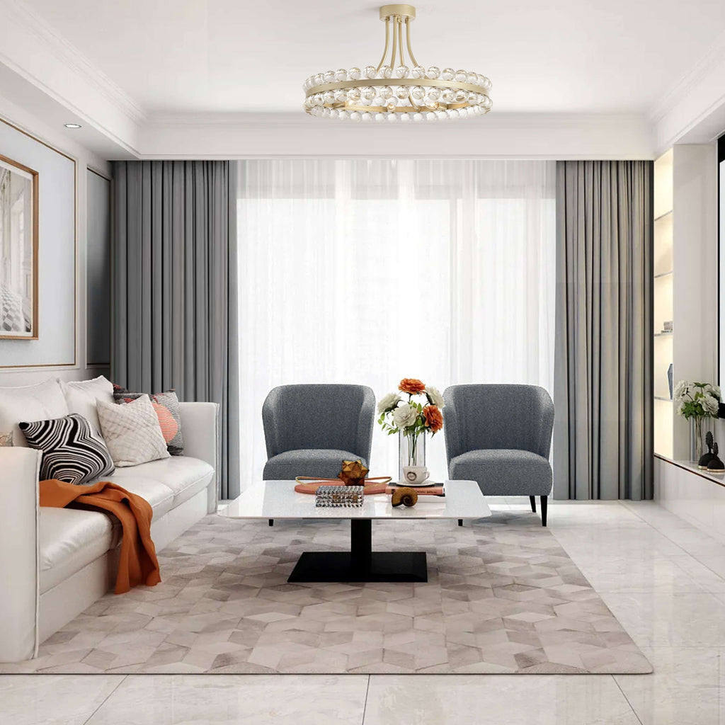 Suspension semi-encastrée Elvira à 8 lumières en forme de roue de charrette avec cristaux