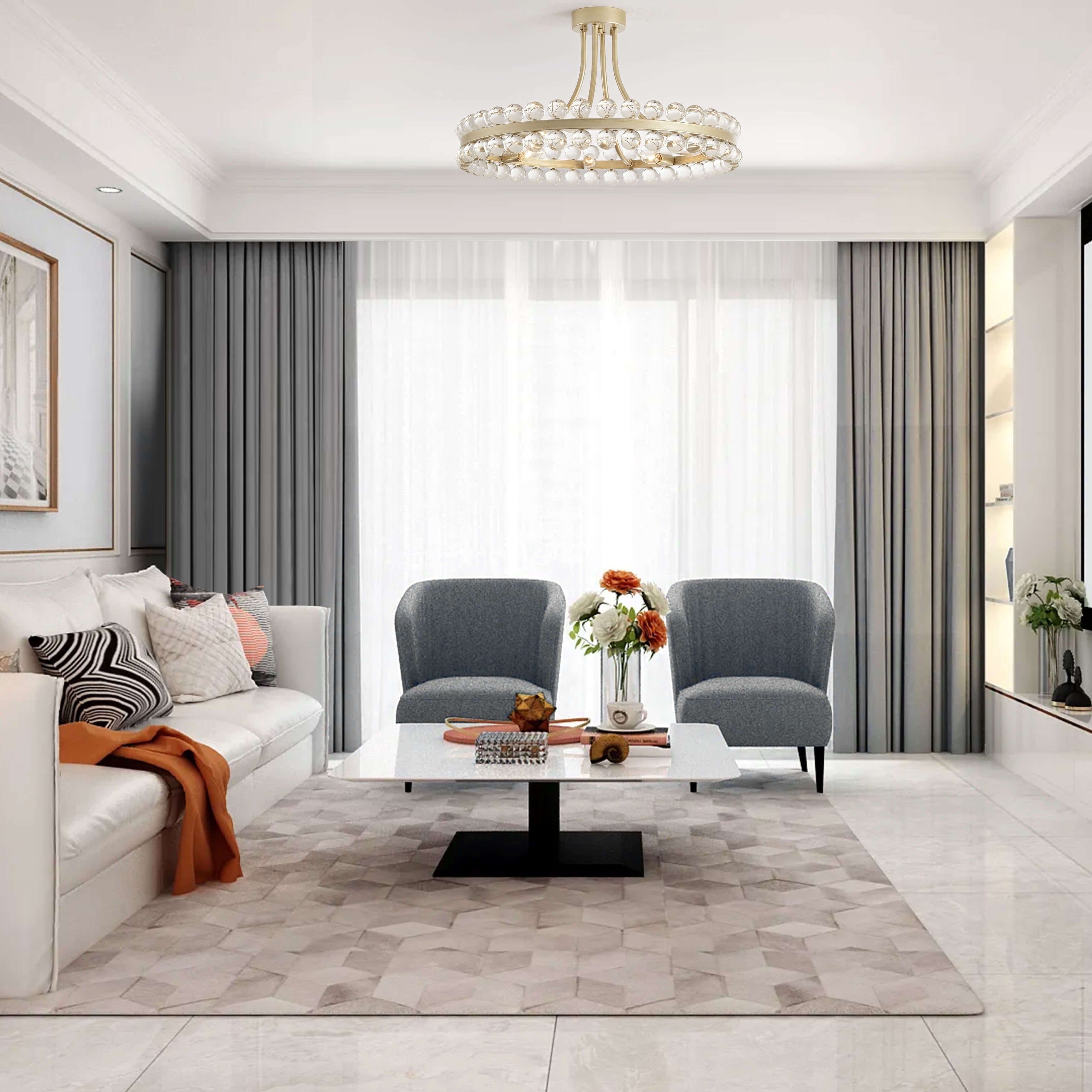 Suspension semi-encastrée Elvira à 8 lumières en forme de roue de charrette avec cristaux