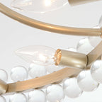 Suspension semi-encastrée Elvira à 8 lumières en forme de roue de charrette avec cristaux