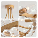 Suspension semi-encastrée Elvira à 8 lumières en forme de roue de charrette avec cristaux