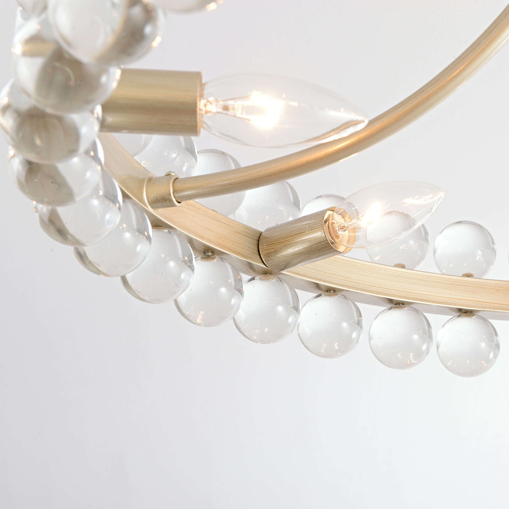 Suspension semi-encastrée Elvira à 8 lumières en forme de roue de charrette avec cristaux