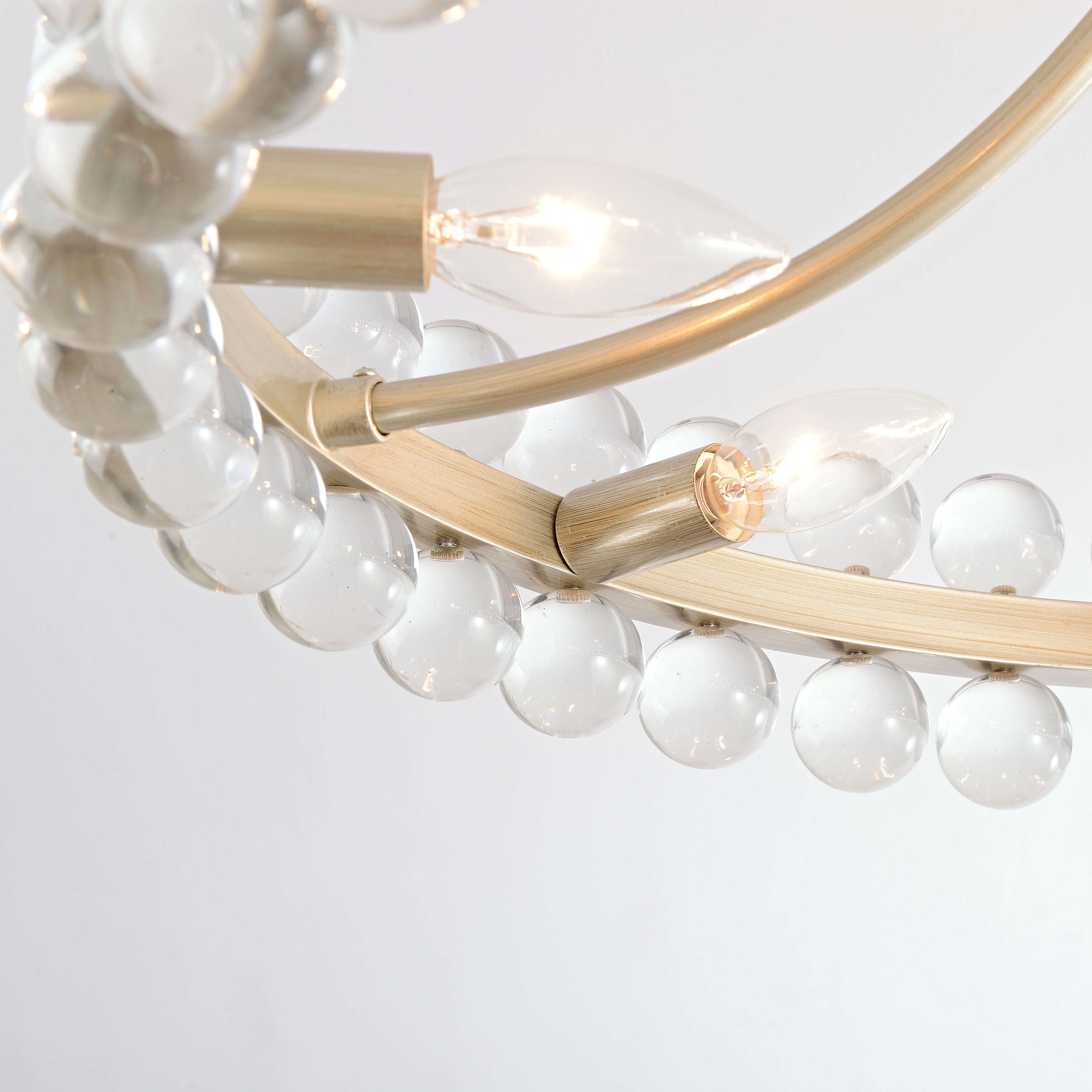 Suspension semi-encastrée Elvira à 8 lumières en forme de roue de charrette avec cristaux