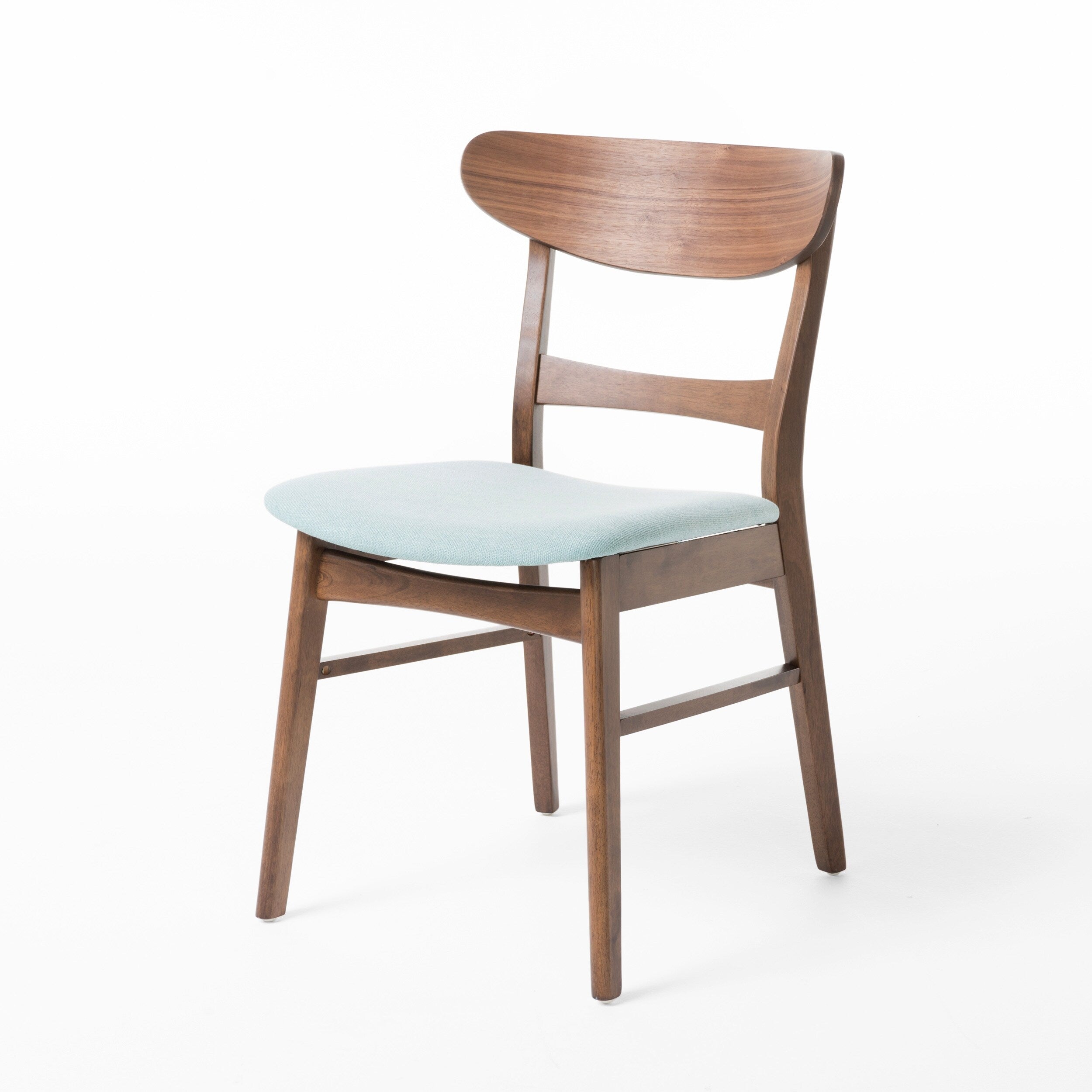 Chaise de salle à manger Abrielle en bois d'hévéa rembourrée, style moderne du milieu du siècle (lot de 2) par Christopher Knight Home