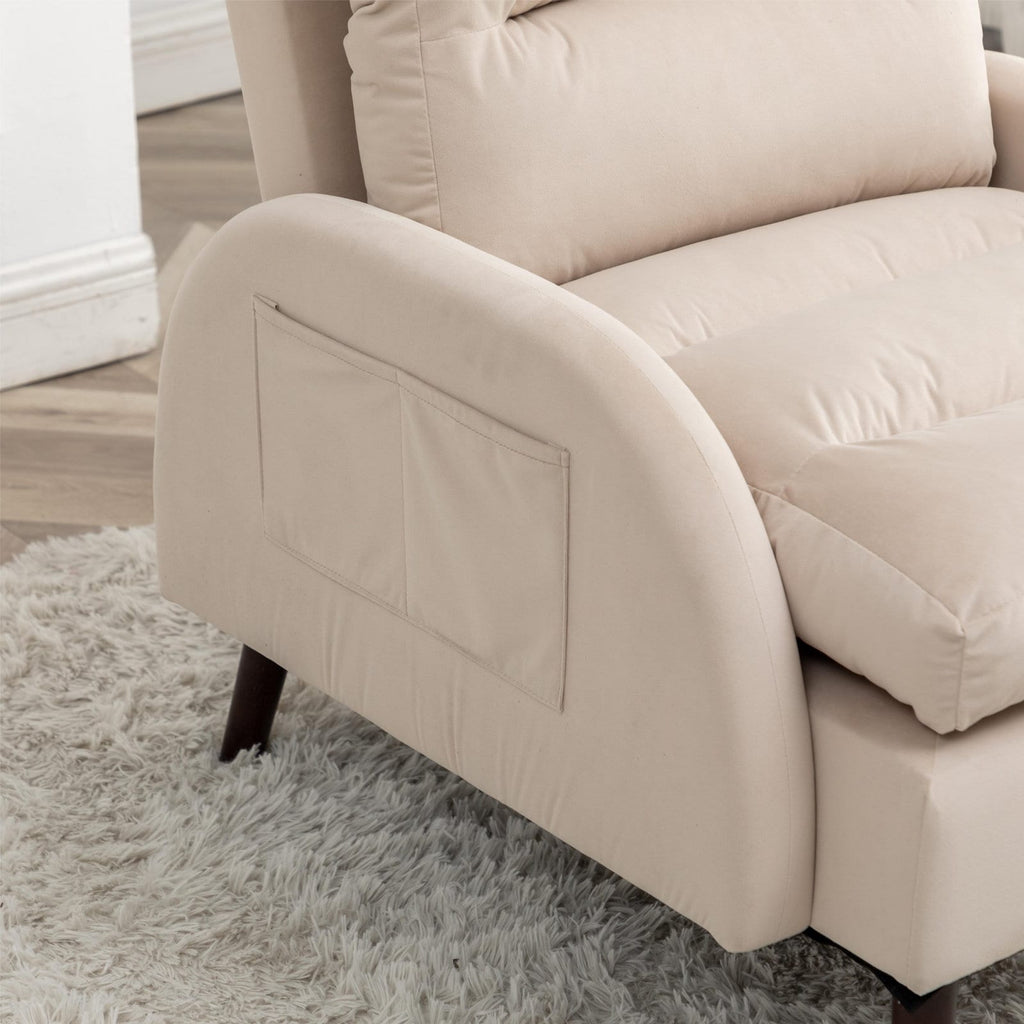 HOMYKA Fauteuil d'appoint avec dossier réglable et rangement intégré dans le repose-pieds
