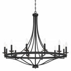 Luminaire à 12 lumières Fidenza, style ferme moderne, en forme de roue de chariot d'empire, avec certification UL - Diamètre 40'' * Hauteur 135''