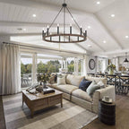 Suspension Acroma à 12 lumières, style ferme, en forme de roue de charrette de 40 pouces, avec certification UL - 40'' de diamètre x 138'' de hauteur